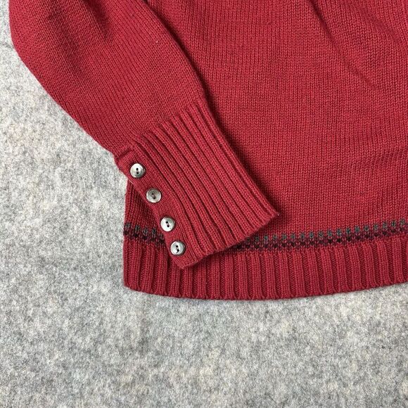 Eddie Bauer Sweater Womens Medium Fair Isle Red Button Up Cardigan Angora Rabbit - Picture 5 of 8